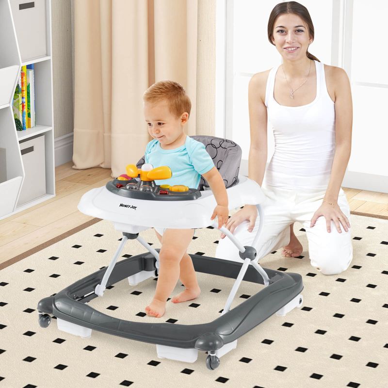 Foldable Baby Walker with 3 Adjustable Heights Comfy Padded Seat