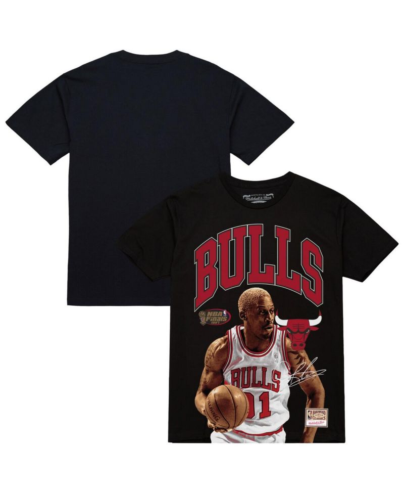 Men's Dennis Rodman Black Chicago Bulls Hardwood Classics Player Arch T-Shirt