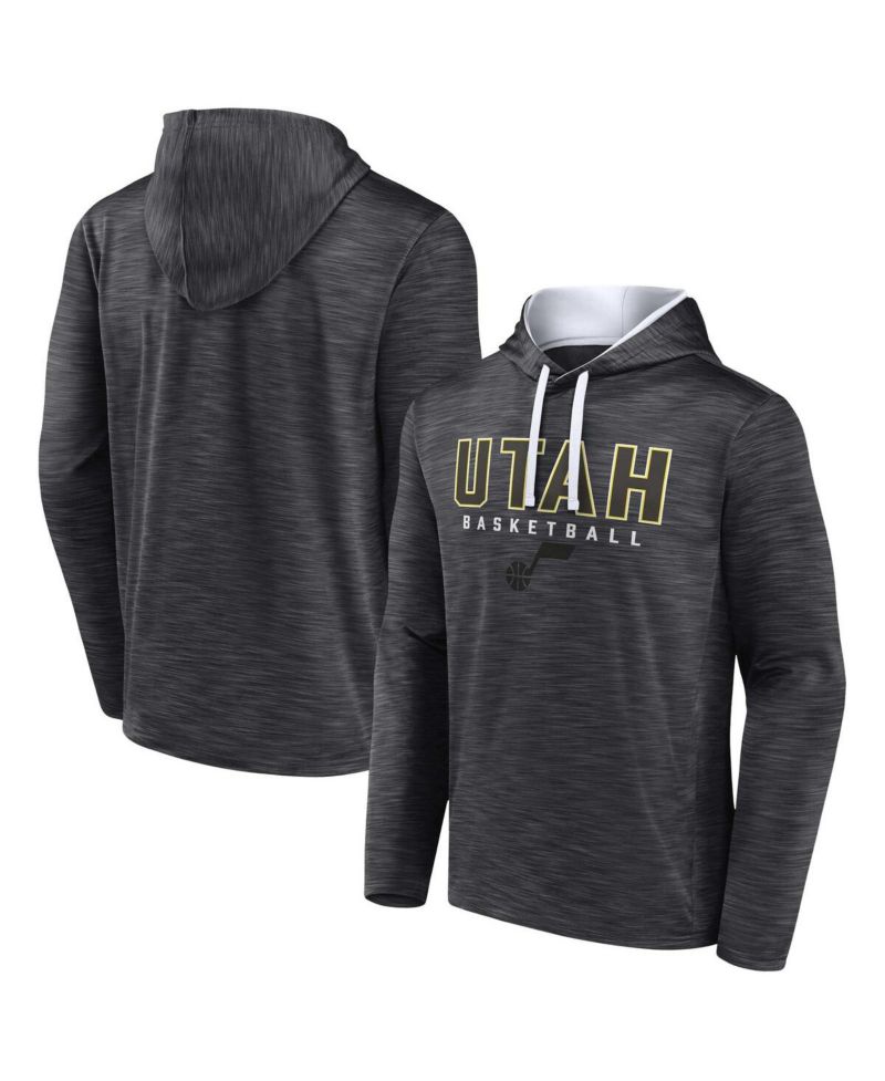Men's Heather Charcoal Utah Jazz Fast Break Pullover Hoodie