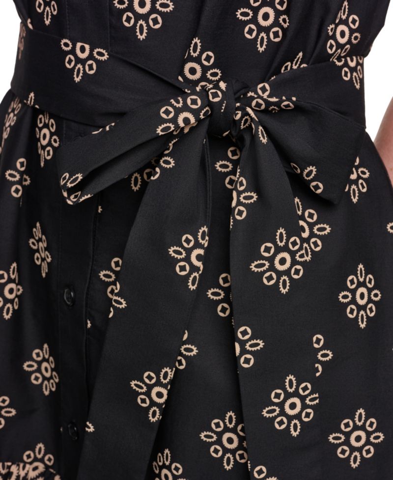 Petite Short-Sleeve Fit and Flare Shirt-Dress
