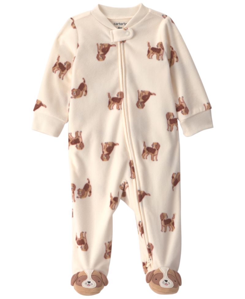 Baby Boys' Dog Fleece 2-Way Zip Sleep & Play