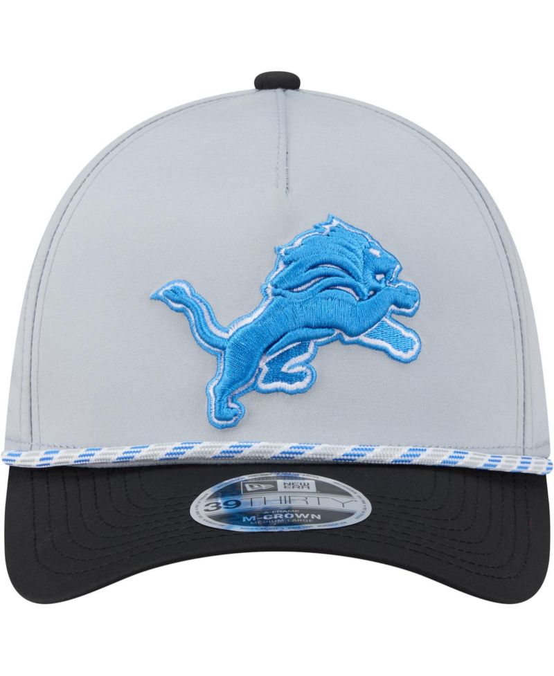 Men's Silver/Black Detroit Lions Rope M-Crown A-Frame 39THIRTY Flex Hat