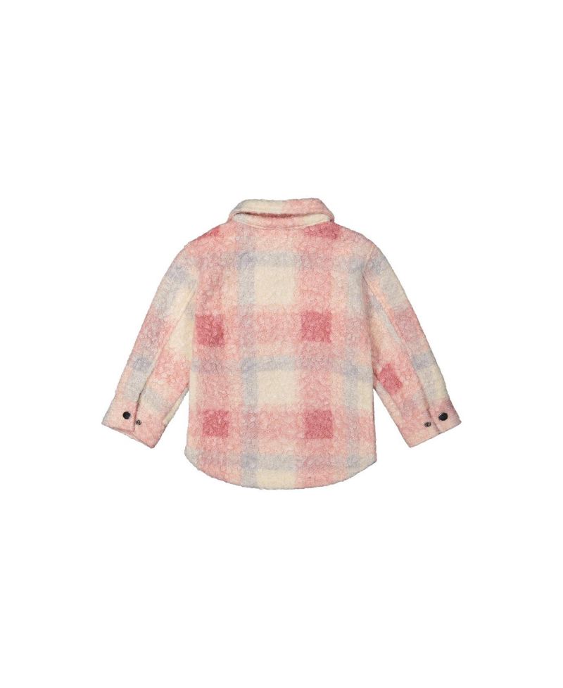 Big Girls Zipped Plaid Overshirt with Chest Pockets