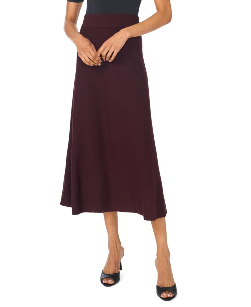 Women's High-Waisted A-Line Midi Wide Skirt