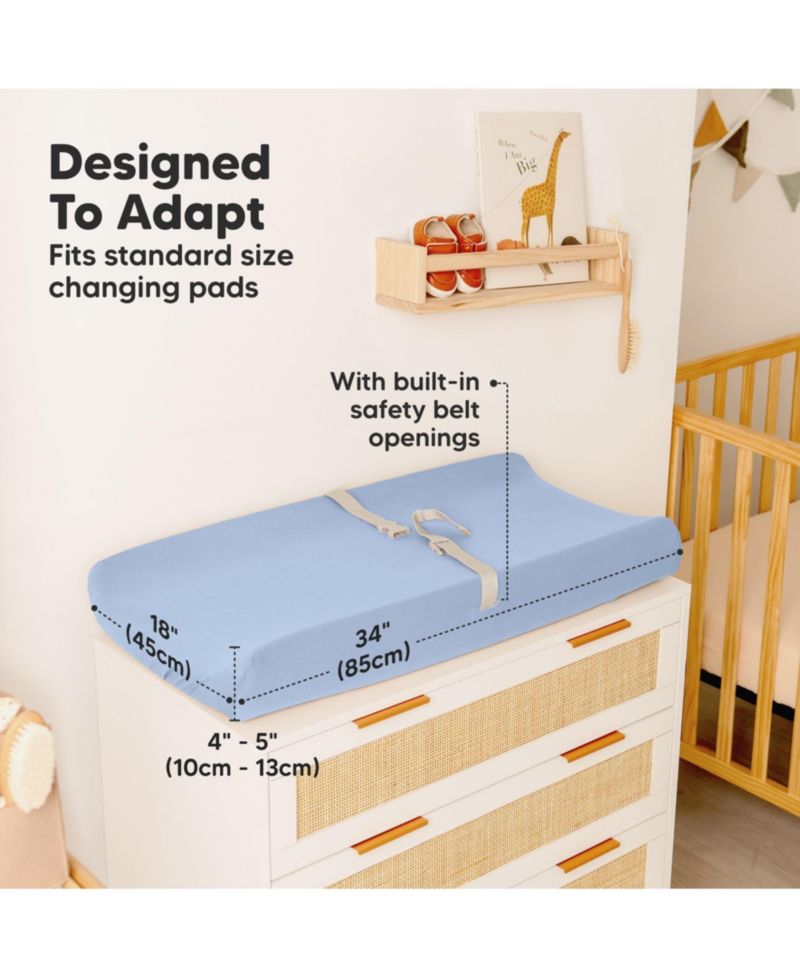 2pk Soothe Changing Pad Covers for Girl, Boy, Soft Cotton Contoured Diaper Changing Table Pad Covers