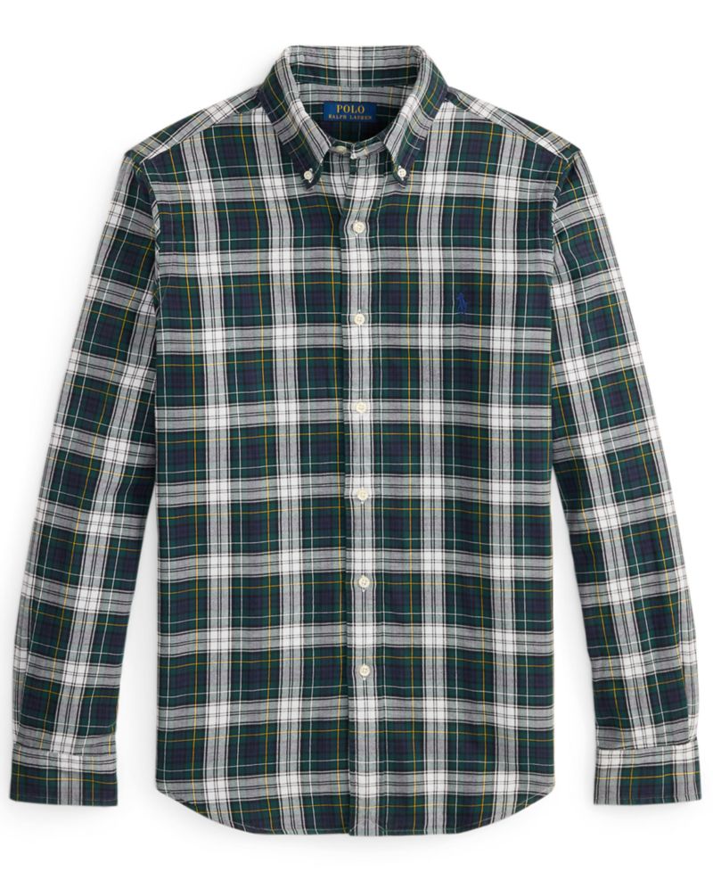 Men's Double-Face Oxford Plaid Classic-Fit Shirt