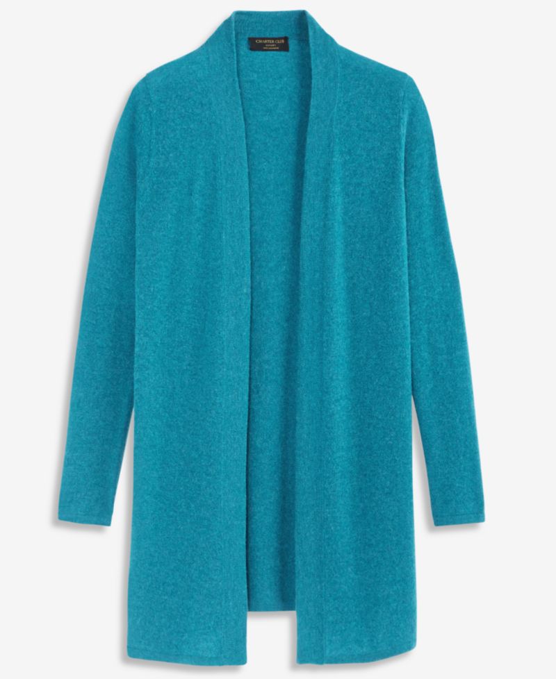 Women's 100% Cashmere Split-Hem Long Cardigan