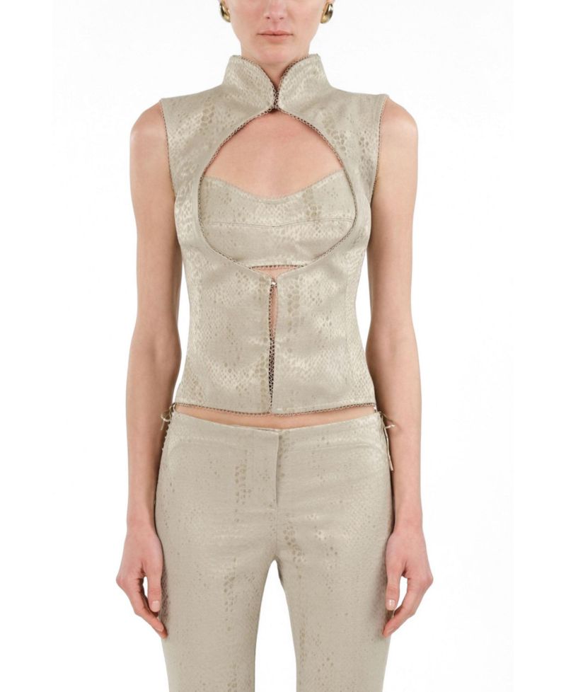 Women's Braid-Trim Bustier Top with Built-In Bra
