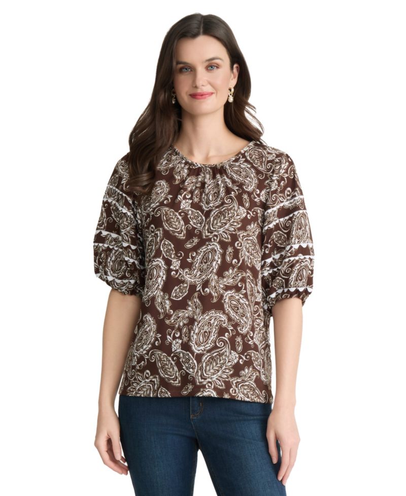 Petite Printed Crewneck Top