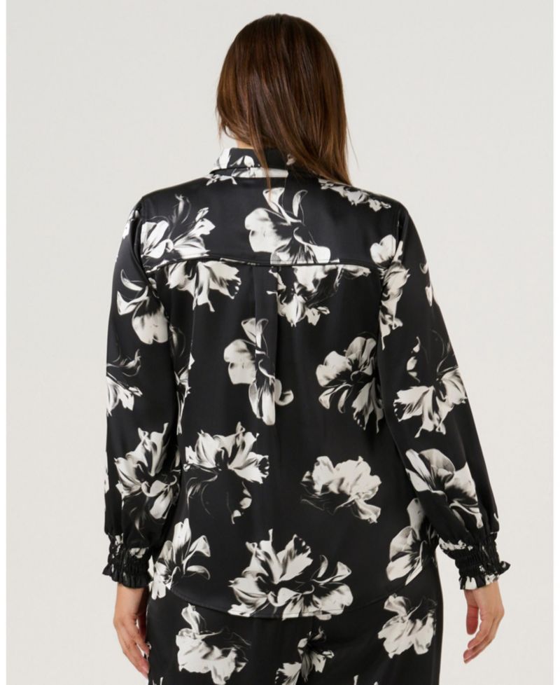 Women's Gilda Floral Satin Button-Front Collared Shirt
