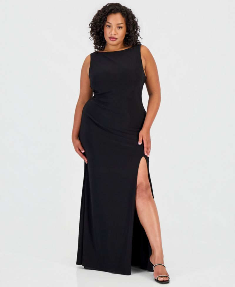 Trendy Plus Size Scoop-Neck Shiny Knit Gown