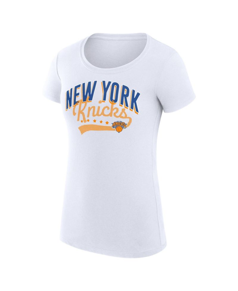 Women's White New York Knicks Super-Slim Fit Lightweight Filigree Logo T-Shirt