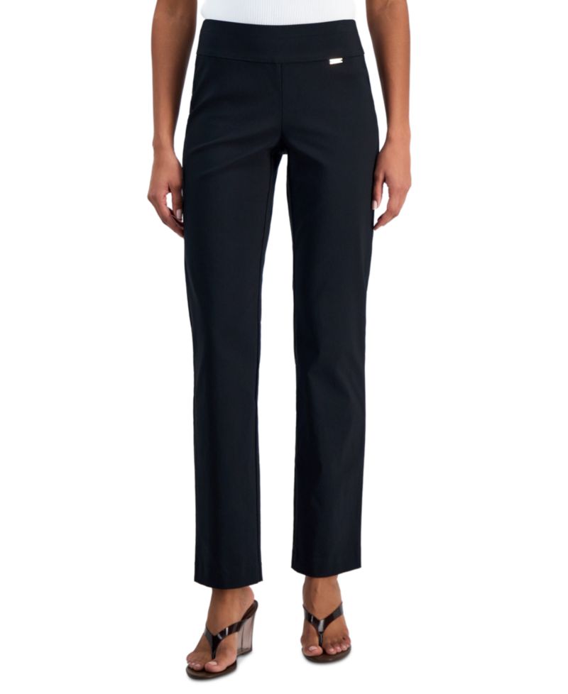 Plus Size Mid-Rise Pull-On Straight-Leg Pants