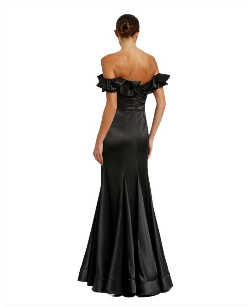Women's Satin Ruffle Off the Shoulder Mermaid Gown