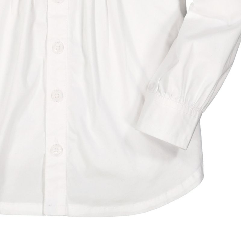 Baby Girls Hope and Henry Long Sleeve Ruffle Neck Button Down Blouse with Pintucking
