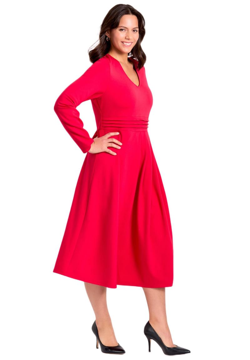 Women's Ponte Fit And Flare Midi Dress