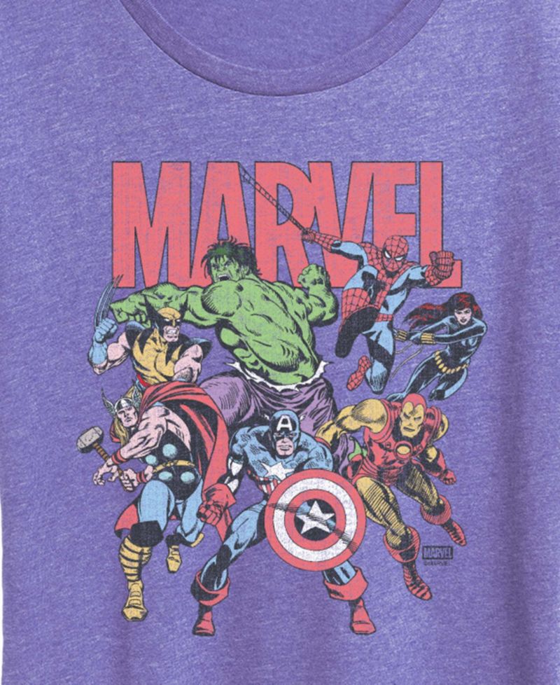 Plus Size Marvel Group Faded Short-Sleeve Graphic T-Shirt