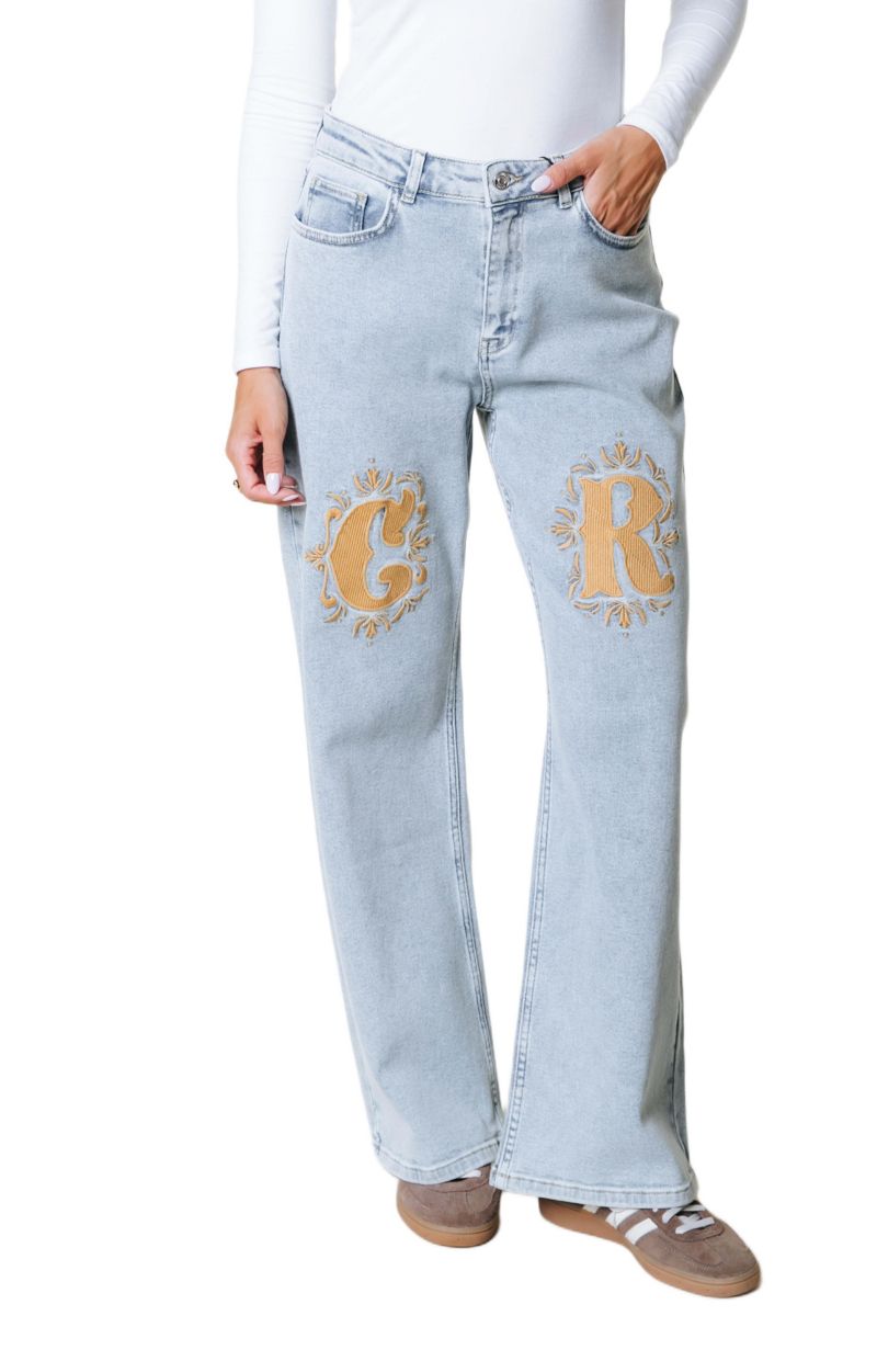 Women's Gaias CR Logo High Rise Straight Leg Denim Pants