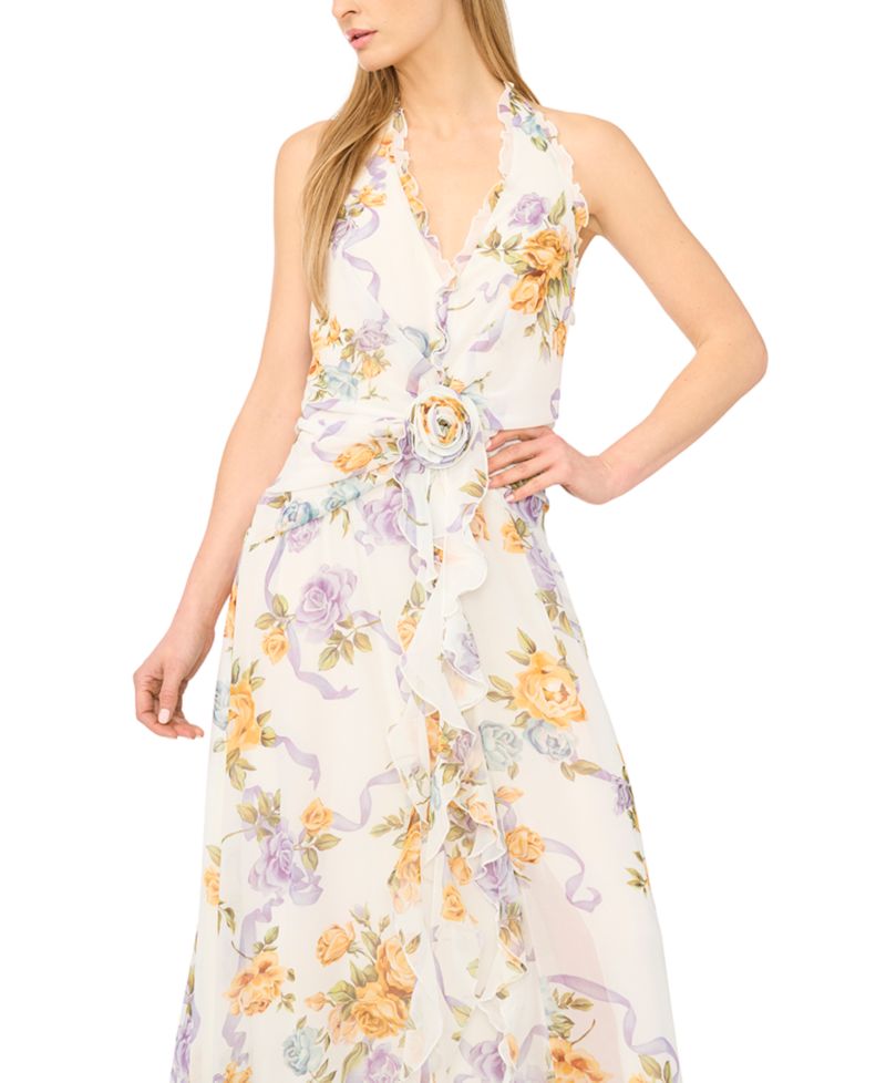 Women's Sleeveless Ruffle Front Maxi Dress