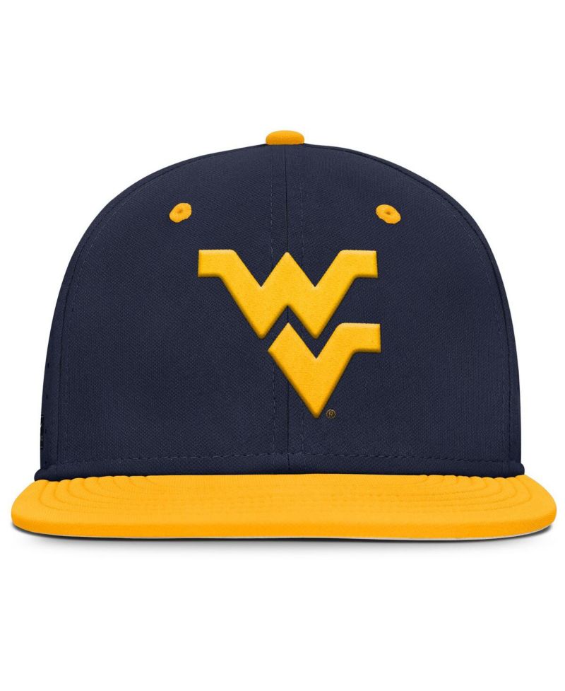 Men's Navy West Virginia Mountaineers On-Field Dugout True Performance Fitted Hat