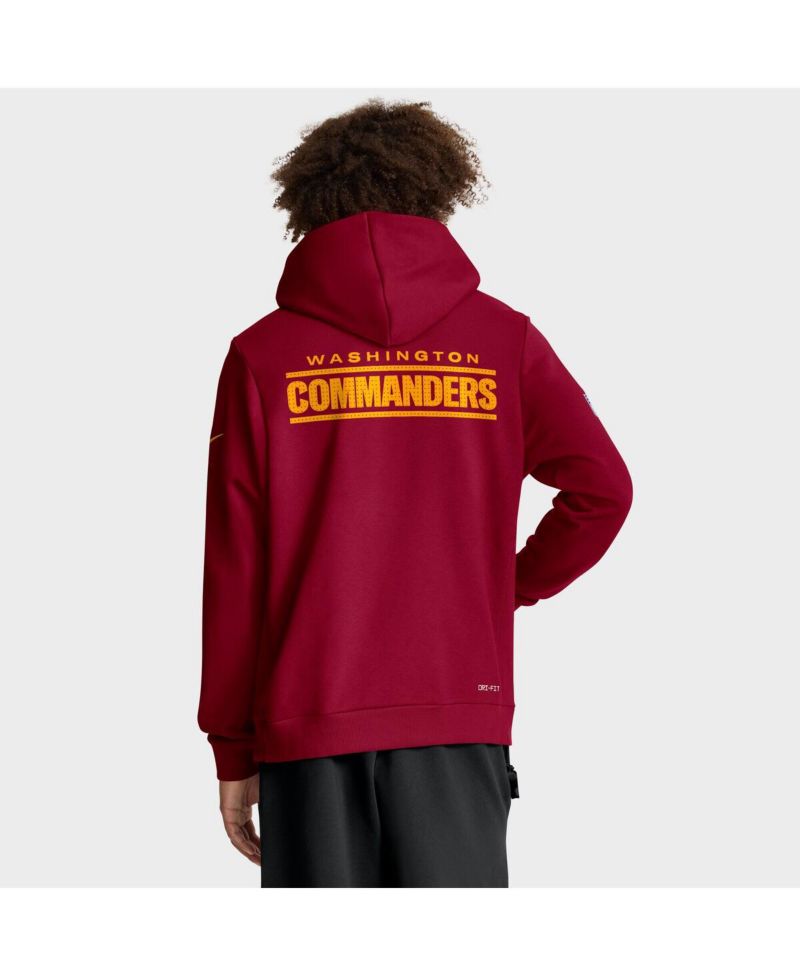 Men's Burgundy Washington Commanders Sideline Initial Home Performance Pullover Hoodie
