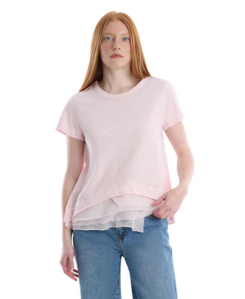 Women's Boxy Short-Sleeve Mixed-Hem T-Shirt