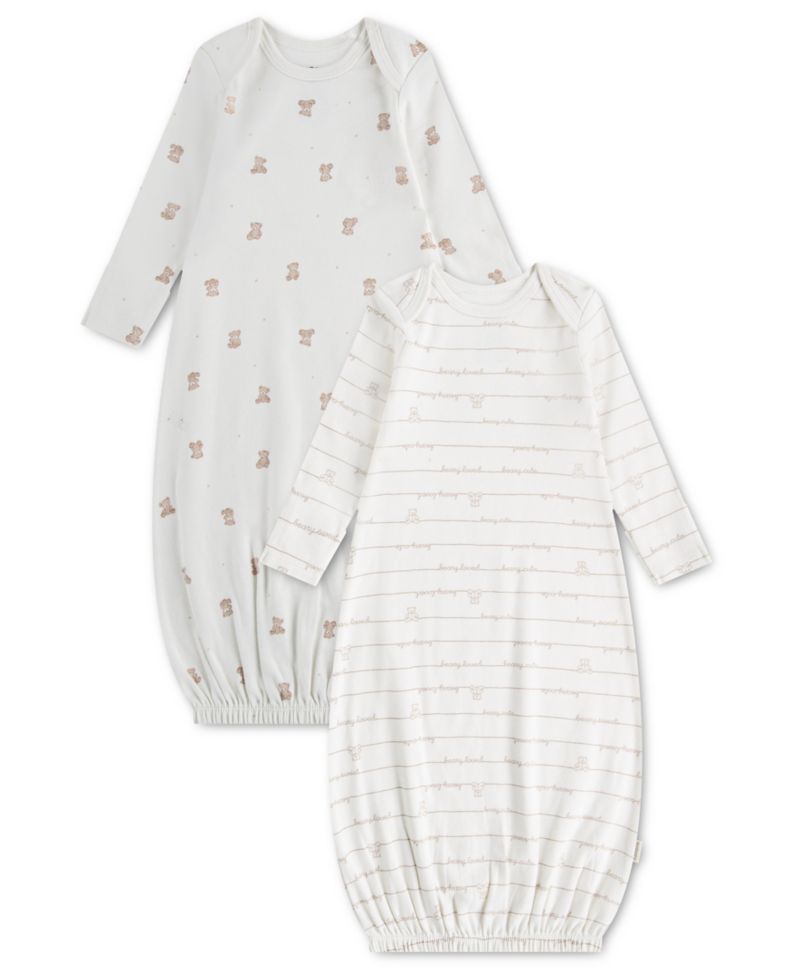 Baby Boys' or Baby Girls' Babywear Long-Sleeve Gowns, 2-Pack