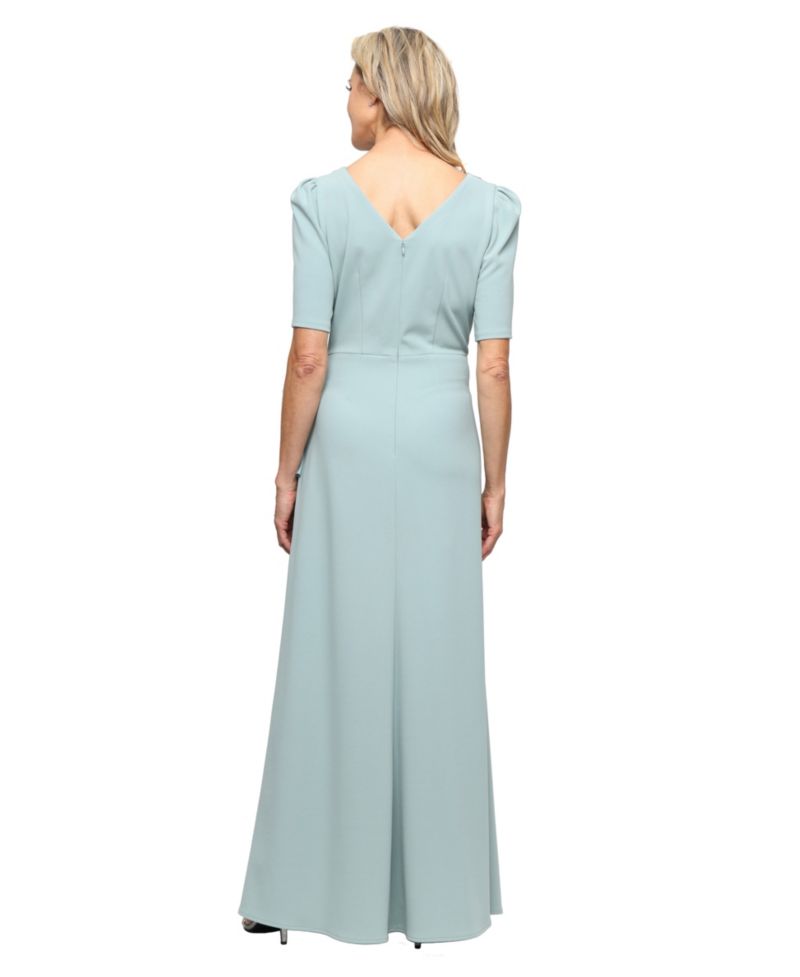 Plus Size Embellished-Neck Ruffle Gown