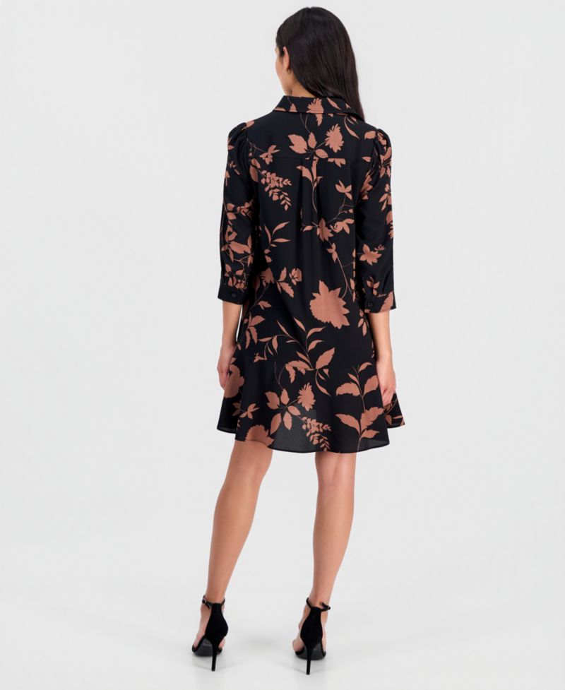 Women's Printed 3/4-Sleeve Shirtdress