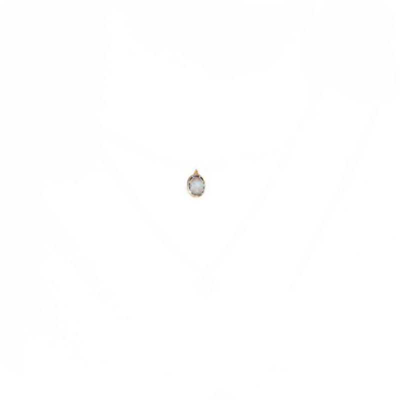 Topaz Bead Bezel Necklace 14K Yellow Gold
