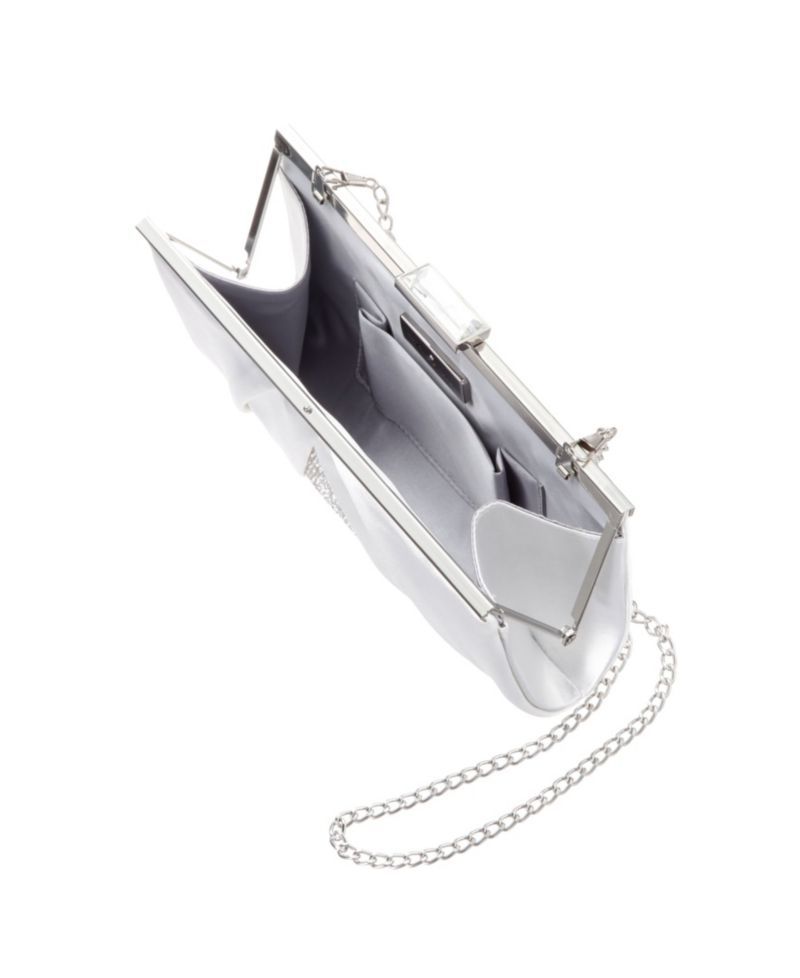 Women's Pleated Stain Crystal Frame Clutch