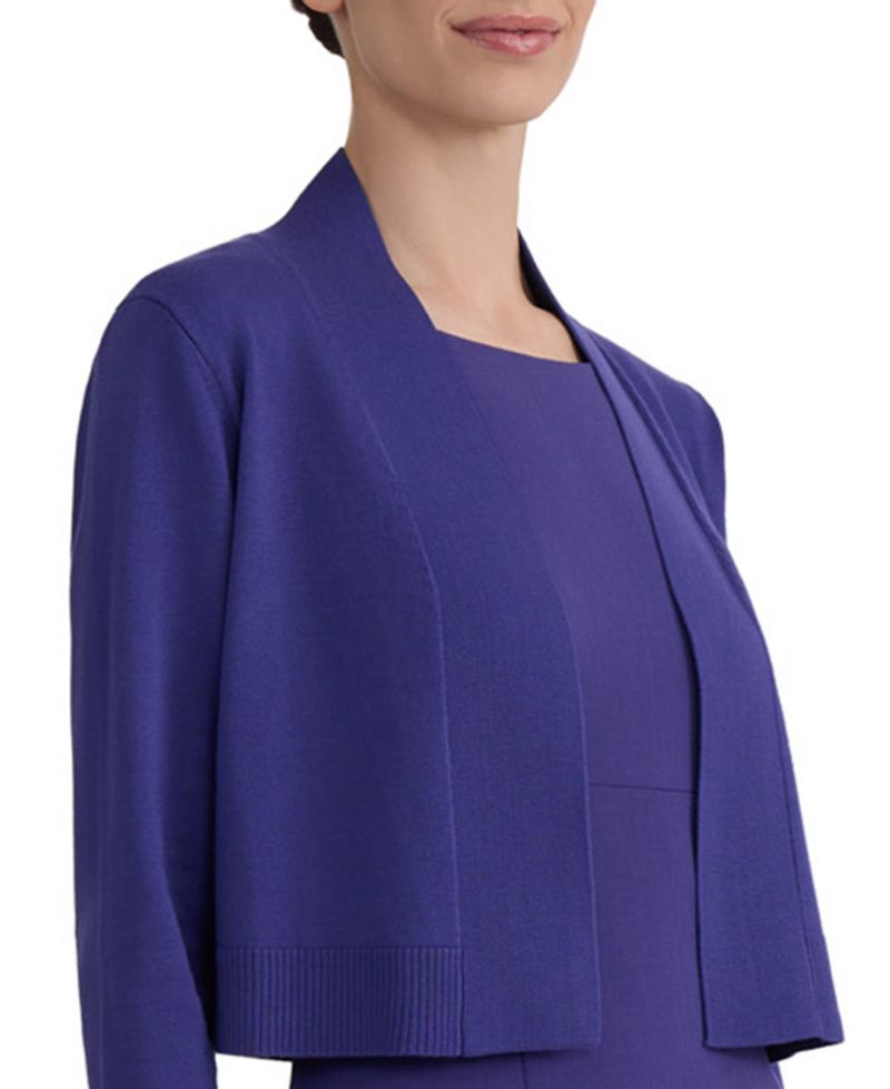 Women's Collarless Cropped Long-Sleeve Cardigan