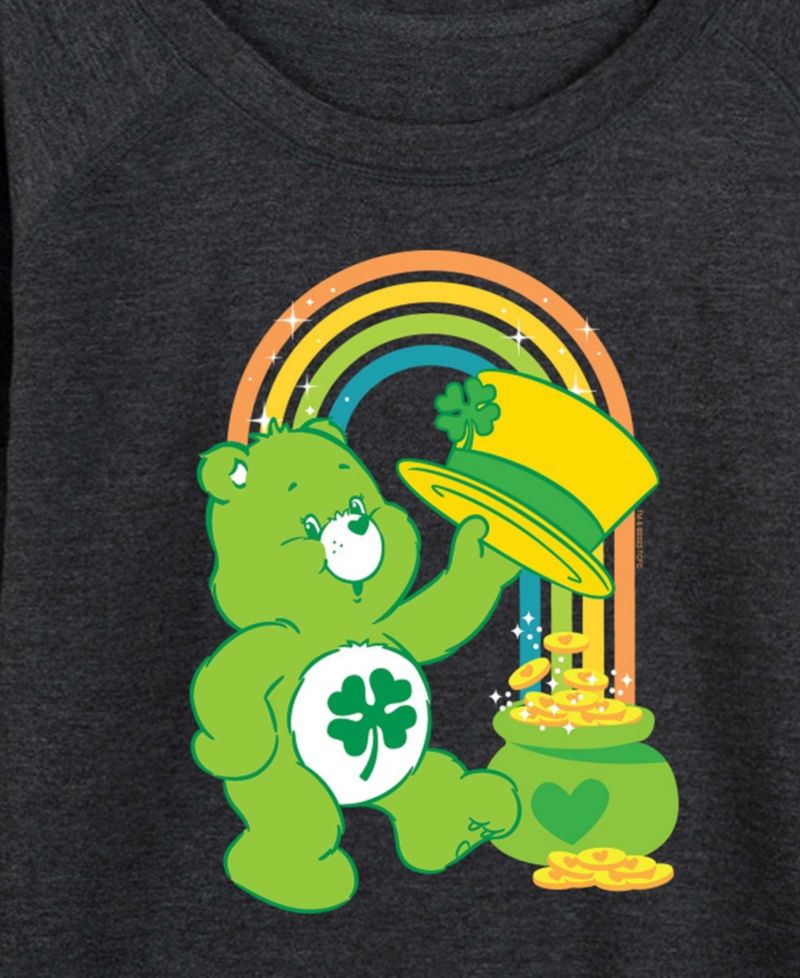 Plus Size Care Bears St. Patrick's Day Good Luck Bear Rainbow Long-Sleeve Sweatshirt