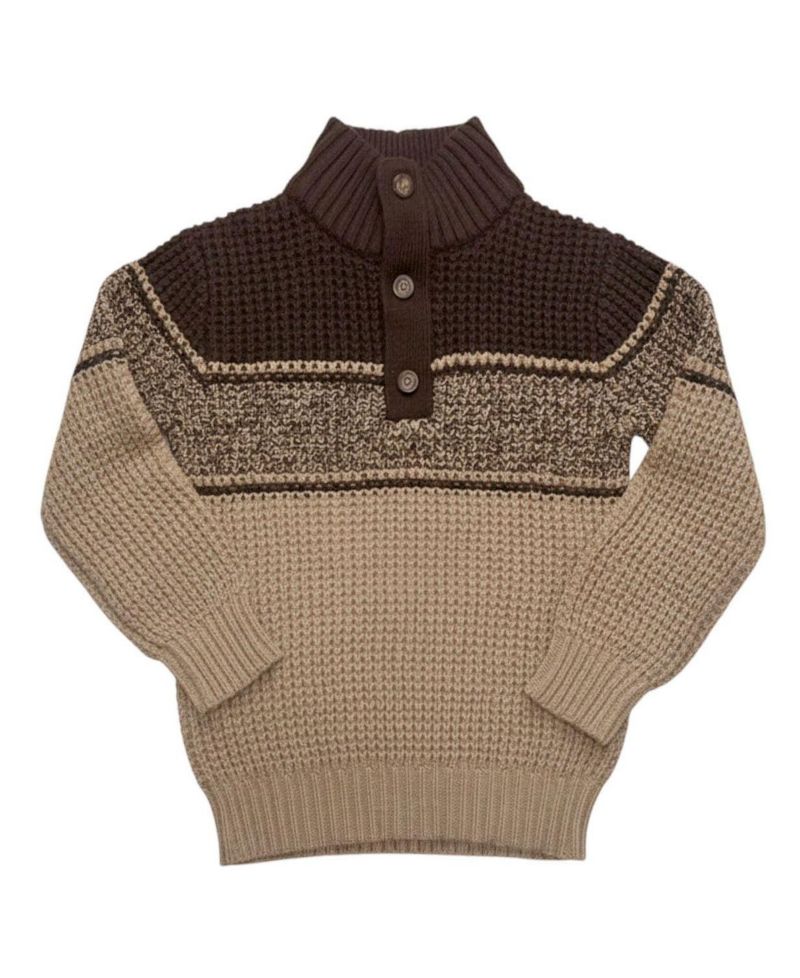 Little Boys Hope and Henry 5 - 7 Organic Mock Neck Waffle Sweater