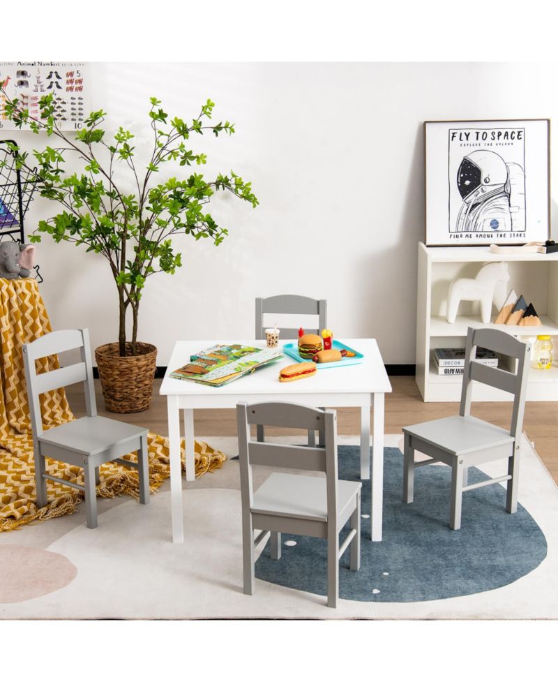 Boys 5 Piece Table & Chair Set Wooden Children Activity