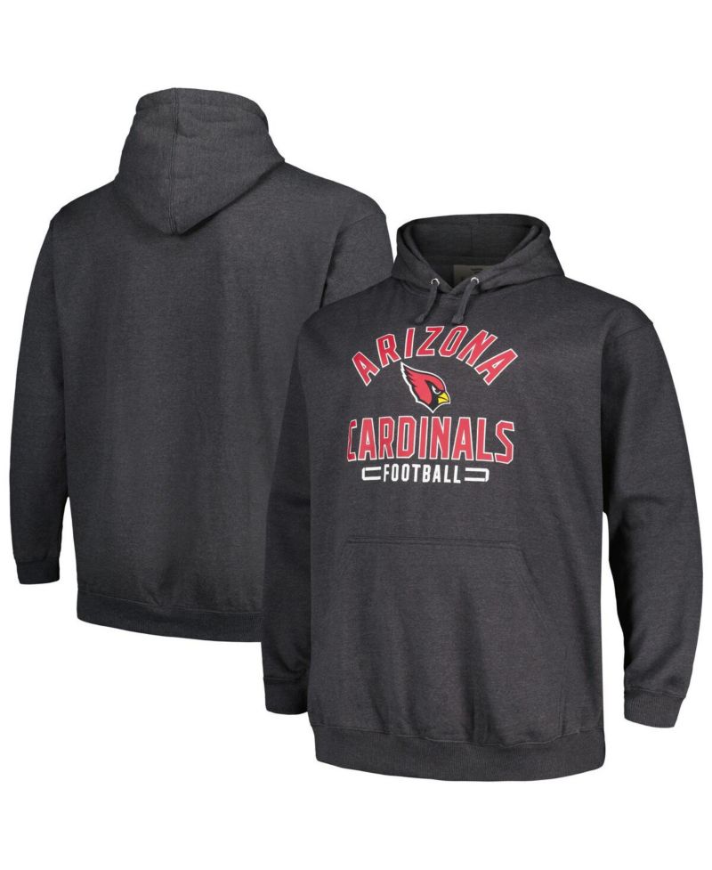 Men's Heather Charcoal Arizona Cardinals Big & Tall Pullover Hoodie