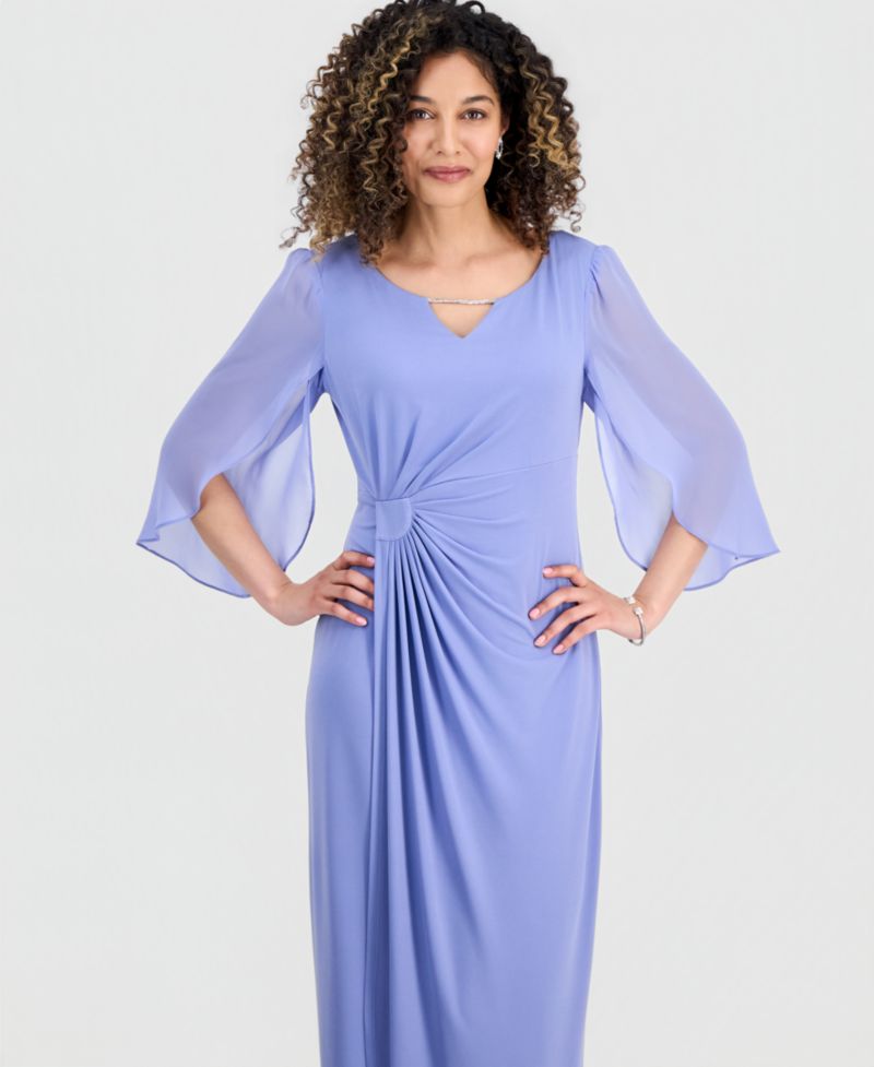 Petite 3/4-Sleeve Gathered Gown