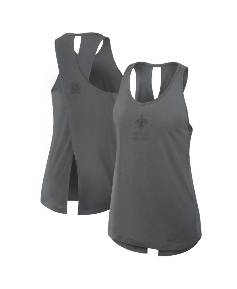 Women's Gray New Orleans Saints Glory Crisscross Performance Tank Top
