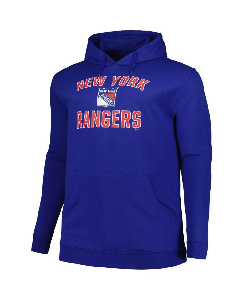 Men's Blue New York Rangers Big & Tall Arch Over Logo Pullover Hoodie