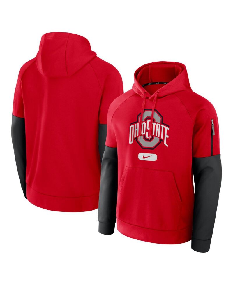 Men's Scarlet Ohio State Buckeyes Fitness Performance Pullover Hoodie