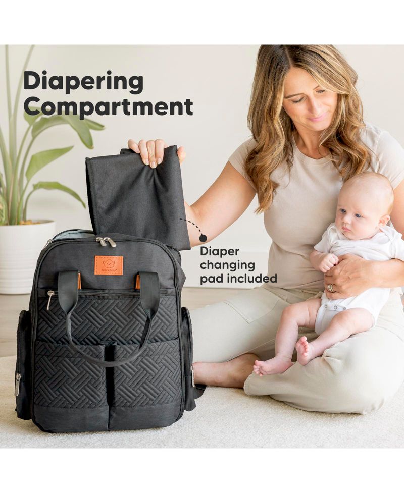 Bree Diaper Bag Backpack, Waterproof Baby Diaper Bags with Changing Pad, Girl, Boy, 2 Kids Travel Essentials