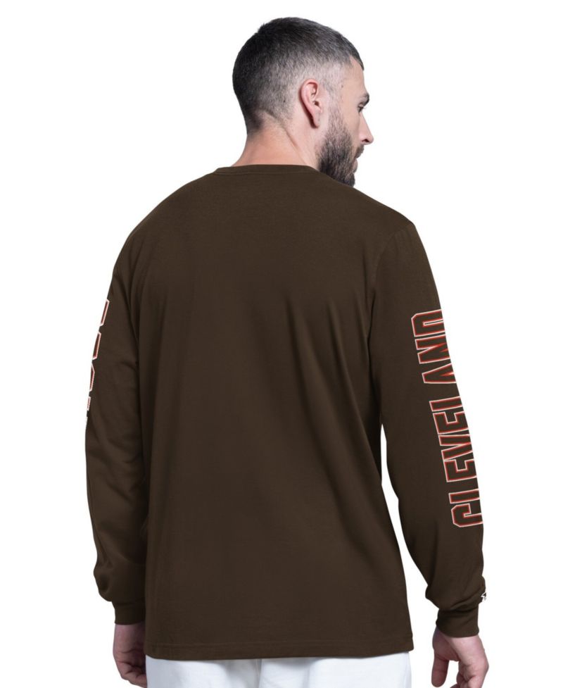 Men's Brown Cleveland Browns Clutch Hit II Long-Sleeve T-Shirt