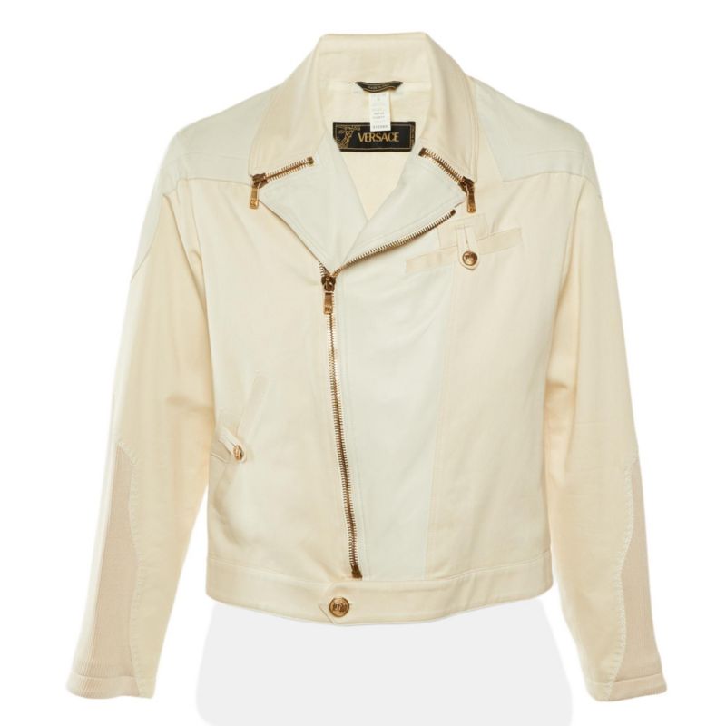 Men's Vintage Leather & Cotton Zip Up Jacket