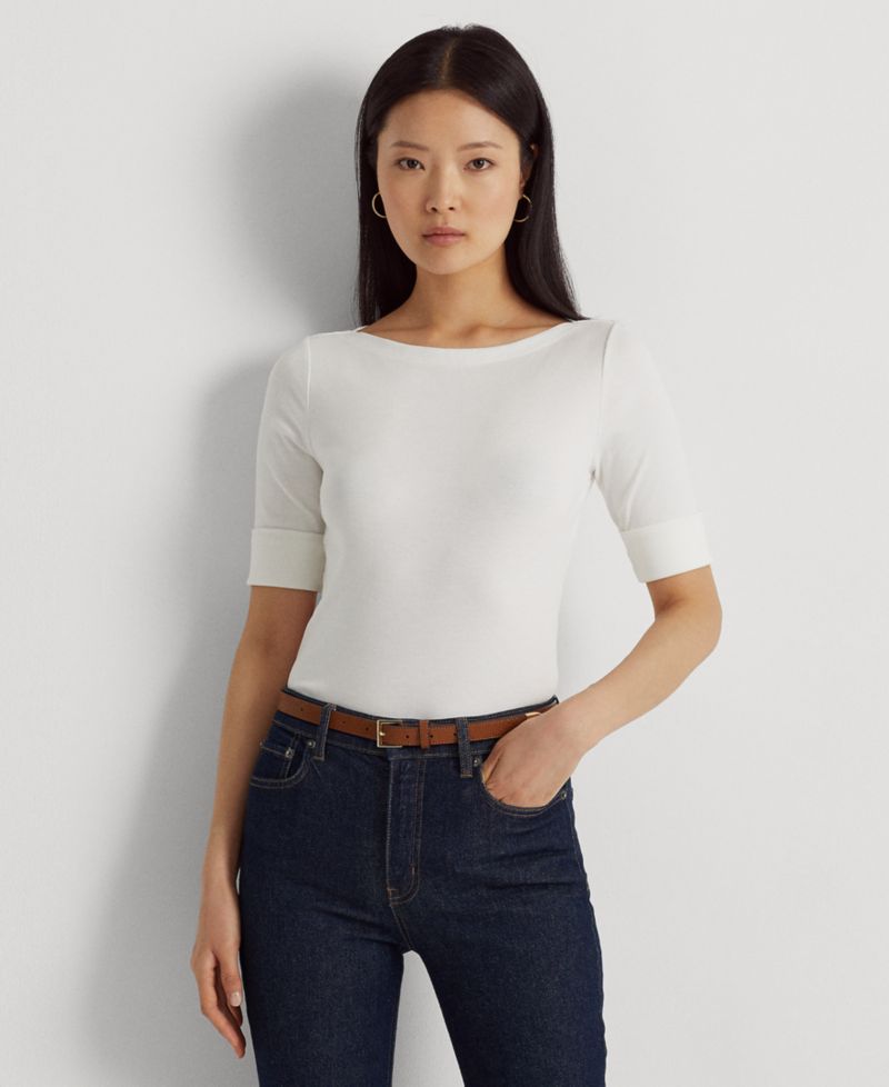 Petite Stretch Boatneck Top