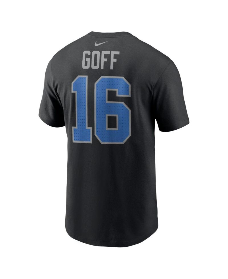 Men's Jared Goff Black Detroit Lions Name & Number T-Shirt