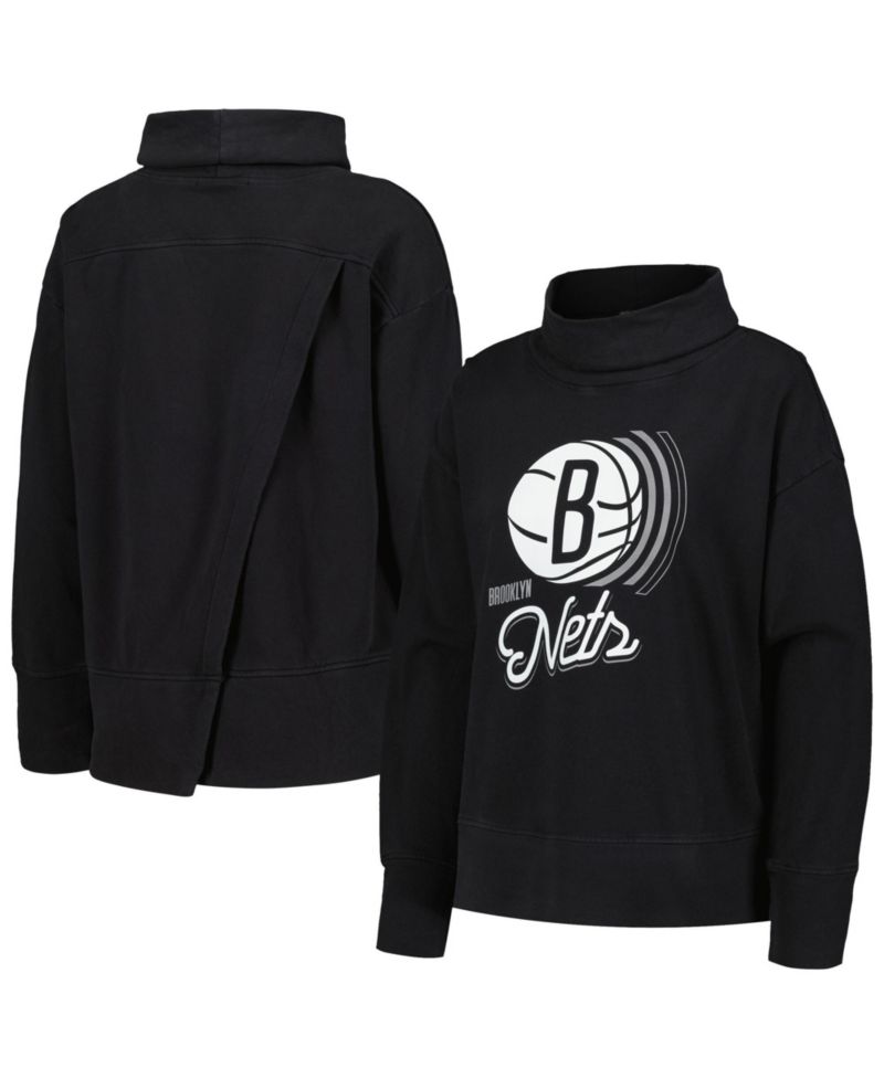 Women's Black Brooklyn Nets Sunset Pullover Sweatshirt