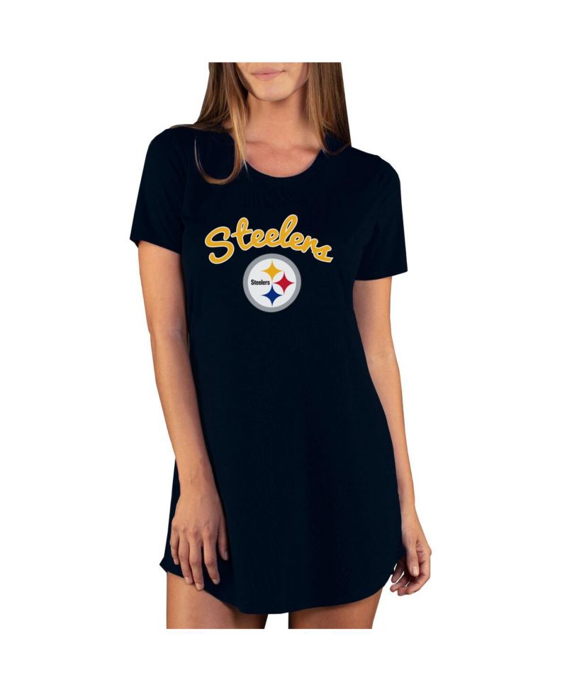 Women's Black Pittsburgh Steelers Marathon Knit Nightshirt
