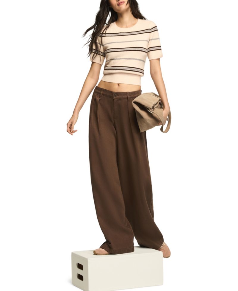 Women's Double Pleated Wide Leg Trouser