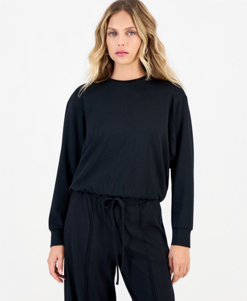 Petite Crewneck Bubble-Hem Top