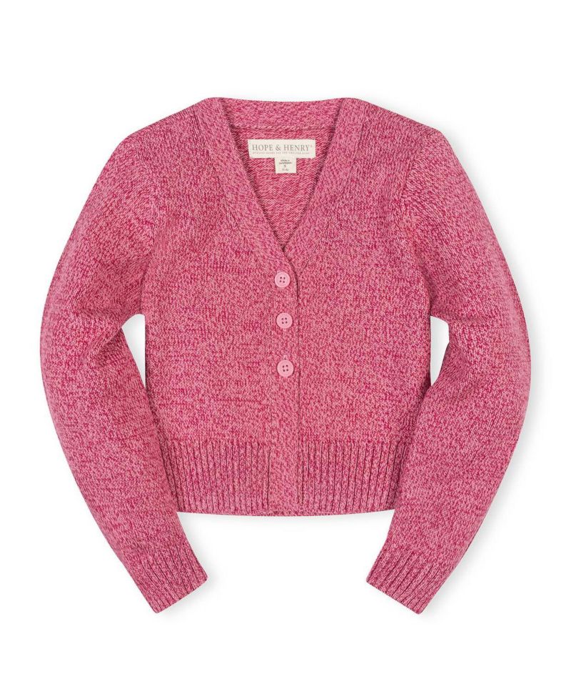 Little and Big Girls' (XXS-L) Organic V-Neck Cardigan Sweater
